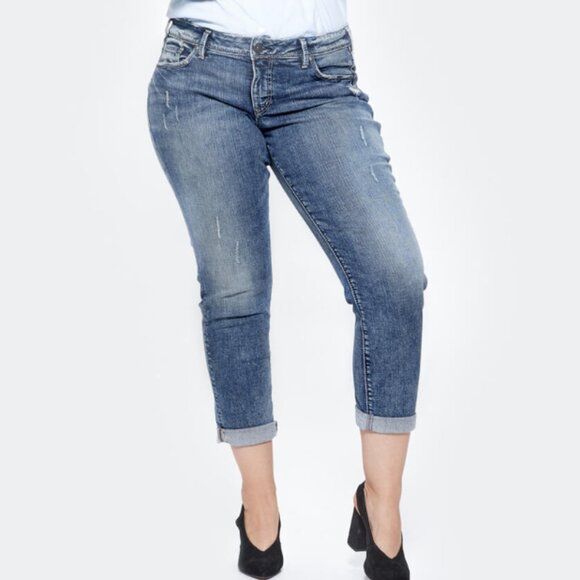 Silver Jeans Co. 'Sam' plus size women's distressed boyfriend jeans sz 24 - Picture 3 of 16
